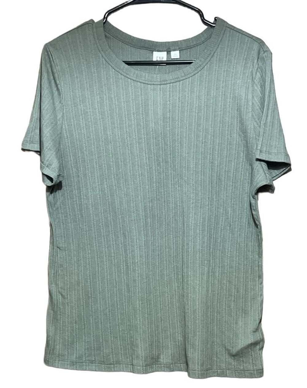 Gap Ribbed Pointelle Crewneck T-Shirt Size XXL Green